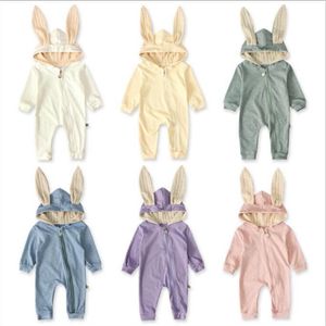 Bebek Tulumu Tavşan Kulakları Boys Tulumlar Çocuk Tasarımcı Giyim Bebek Sonbahar Uzun Kollu Bodysuits Pamuk Onesie tulumları tırmanın Giyim C6678