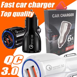 Автомобильное зарядное устройство Fast Charge 3.1a Qualcomm Quick Dual USB -телефон Chargers 9V 2A 12V 1.2A QC3.0