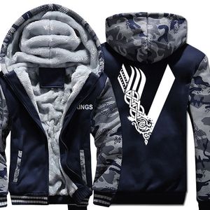 Viking Hoodie Camouflage Coat Cardigan Coat Winter Thicken fleece Cotton Coat Cashmere Hoodie Zipper Jacket Warm Sweatshirt EU Size