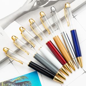 14 Renk Yaratıcı DIY Büyük Boşluk Tüp Tükenmez Kalem Metal Kalem Kendinden doldurma Yüzer Glitter Kurutulmuş Çiçek Kristal Kalem Öğrenci Yazma Hediye