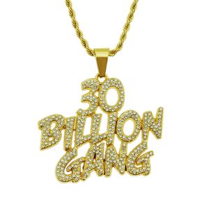 Erkek Hip Hop Kolye Altın Gümüş Moda Takı Bükülmüş Halat Zincir Kişilik İngilizce Alfabe Mektubu 30 Billon Gang Kolye Kolye