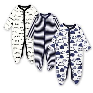 Bebek giysileri yenidoğan yürüyor bebek ayaklı romper uzun kollu tulum uyku oyunu 3 6 9 12 ay pamuk erkek bebek kız giyim