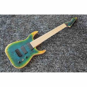 Özel Siyah Makine 8 dize Şeffaf Mavi Maple Fretboard Gitar ücretsiz gönderim tl elektro gitar