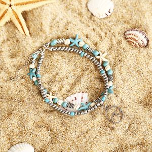 Conch Starfish Mizhu Praia Tartaruga Pingente Anklet Senhora Romântico Sweet Anklets Bracelete