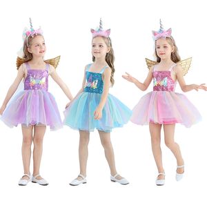 Детские платья блестеть аппликация подтяжки юбки летняя девушка цветной сетки туту юбка красочные поляроидная принцесса короткое платье M081