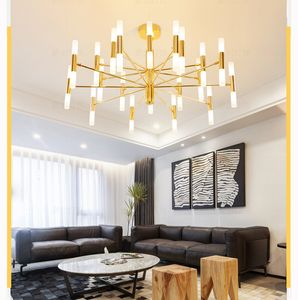 Acende Chandelier Modern Luxury Europeia Rod tubo tubo G4 220V 110V Lâmpada de suspensão pendente para Art Sala Sentando Decoração Candelabro