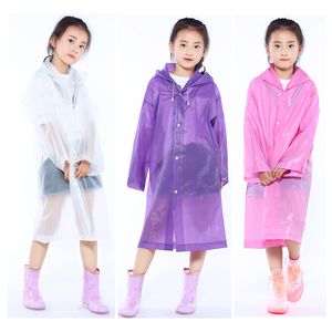 Çocuklar Kapşonlu Şeffaf Ceket Trençkotlar Yağmur Coat Panço Yağmurluk Kapak Uzun Kız Erkek Rainwear 5 Renk XD23219