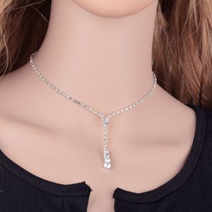 2019 Bling Kristal Gelin Takı Seti gümüş kaplama kolye elmas küpe gelin Nedime kadınlar için Düğün takı setleri Aksesuarları