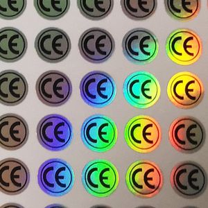 1000pcs 10mm hologram CE Sticker Communate Europpen Sertifikası Gümüş Holografik Vinil Etiket Su geçirmez Gözyaşına Dirençli