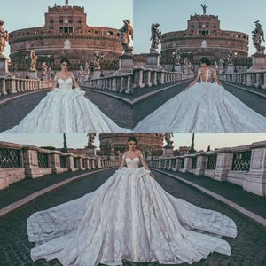 julia kontogruni luxury wedding dresses ball gown lace applique sequins off shoulder court train bridal gowns plus size robe de marie