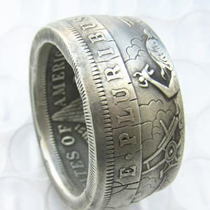 HB11 Handmake Монета кольцо По ХОБО Морган долларов Горячий продавать для мужчин или женщин ювелирных США размер (8-16)