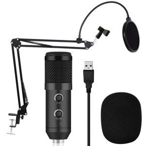 BM 900 Kondenser USB Mikrofon Stüdyosu Standı Tripod ve Pop Filtresi Mikrofon Bilgisayar Karaoke PC BM 800 Yükseltildi