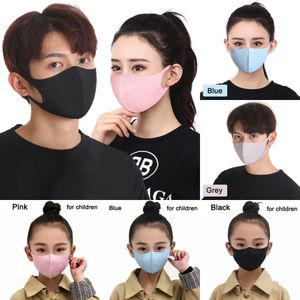 Buz İpek toz geçirmez Ağız Yıkanabilir Yeniden kullanılabilir Yüz Yetişkin Çocuk Rahat Karşıtı Kirliliği Shield Rüzgar Geçirmez Ağız Kapak LJJO7753 Maskesi