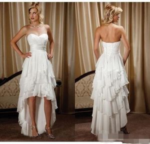 Новейшие пляжные платья, шифоновые многоярусные милые высокие низкие кружевные аппликации с поясом и складками, свадебные платья невесты с рюшами Vestido De Novia