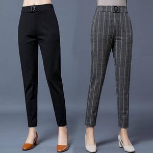 Весенние летние брюки женщины плюс размер бизнес -брюки с тонкой женской работой.