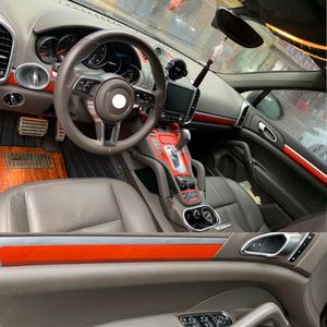Porsche Cayenne için 2010-2016 iç merkezi kontrol paneli kapı kolu karbon fiber çıkartmalar çıkartmaları araba styling accessorie