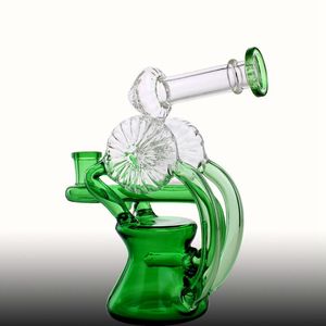 Mini Recycler Glass Bong Narghilè Dab con Quartz Banger 7