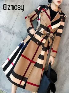 Yeni kadın moda ceket zarif rahat eğlence basit renk uzun sonbahar kış rüzgarlık hendek ücretli ceket artı boyutu
