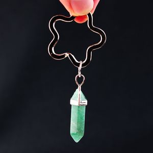 Kristal Anahtar Zincirler Takı Doğal Taş Sütun Sarkaç Anahtar Yüzük Anahtarlık Altıgen Prizma Moda Kalp Kolye Anahtarlık Kadın Erkek Kız