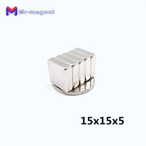 10pcs n35 15x15x5 Güçlü neodimyum mıknatıslar 15*15*5mm küboid öğretim manyetik bant nadir toprak mıknatısları tezgah 15mmx15mmx5mm