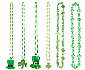 Patrick Günü Kolye Bilezik Shamrock Clover Yeşil Şapka Boncuklu Kolye Kolye Tatil İyilikleri Parti Festivali DIY dekorasyon