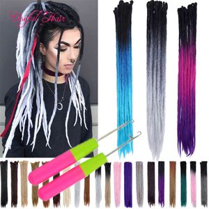 Handmade Synthetic Ombre Dreadlocks Extensions - Blonde to Grey to Blue, Crochet Braids for Afro Women and Men