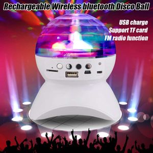 Перезаряжаемый беспроводной динамик Bluetooth, контроллер сценического освещения, светодиодный светильник с эффектом хрустального волшебного шара, освещение для DJ-клуба, дискотеки, USB/TF/FM