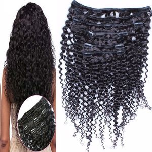 Brazilian Kinky Curly Clip In Hair Extensions 8 Pieces/Set 100% Virgin Human Hair Natural Color 100g/Set Clip In Human Hair Extensions