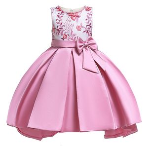 Verão Crianças Vestuário Meninas Vestidos Tamanho 2-10 Anos Vestido de Bebé Roupa Bow Crianças Festa Flor Princesa Costume Girls Dress Y19061701