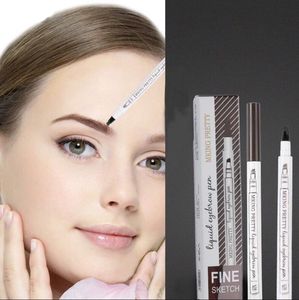 Retail 4 Forks Eyebrow Pen Waterproof Fork Tip Eyebrow Tattoo Pencil Long Lasting Professional Fine Sketch Liquid Eye Brow Pencil