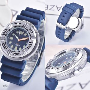 Лучшие Luminous Часы Мужские кварцевые часы сапфировое стекло Черный Синий каучуковый ремешок Спорт Мужской наручные часы Новая мода