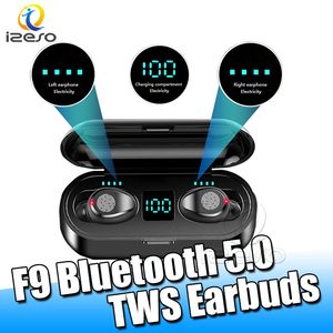 F9 Bluetooth 5.0 Магнитная гарнитура шумоподавление 8D HIFI звуки громкой связи беспроводные наушники с светодиодным дисплеем для iPhone 12 Pro Max Izeso