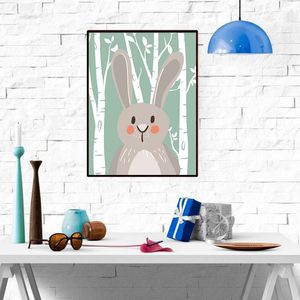 Paints Living Room Poster Party Decor No Frame Cartoon Animal Paintings Children Room Cute Bear Fox Rabbit Raccoon Decoration DH1376