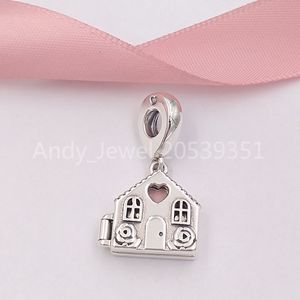 Andy Jewel Authentic 925 Sterlling Gümüş Boncuklar Mükemmel Ev Sallantı Cazibesi Soluk Pembe Emaye Takılar Avrupa Pandora Tarzı Takı Bilezikler Neckle