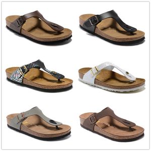 Gizeh mantar terlik erkek ve kadın açık ayak parmağı sandalet yaz flip floplar gerçek deri daire terlikleri ücretsiz gemi ayakkabıları moda lüks tasarımcı eğitmenleri Us 3-17