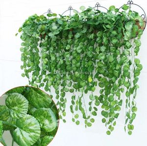 Falso 10pcs Artificial Hanging Videira folhas de plantas Garland Início Jardim da decoração da parede verde