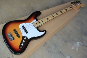 Factory Custom Sunburst 4 Strings Electric Bass Guitar with Black Inlay,Chrome Hardware,White Pickguard,Offer Customized