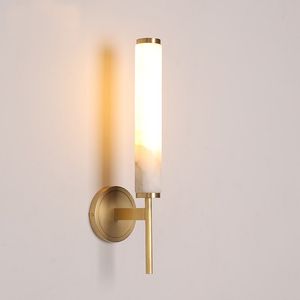 All copper marble wall lamp living room wall natural marble lamp simple aisle bedroom bedside lamp bathroom light led wall light