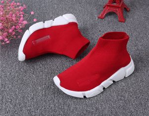 Good Quality Red black Speed Trainer Casual Shoe Boy Girls Sock Boots Stretch-Knit Casual Boots Race Runner Cheap Sneaker High Top size26-36