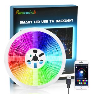 DIY 5050 RGB светодиодные ленты водонепроницаемый DC 5V USB LED Light Strips Гибкая лента 300см 3M Bluetooth APP для ТВ фона