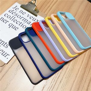 Renk Buzlu Saydam Darbeye Dayanıklı Lens Slayt Telefon Kılıfları Kapak iphone 13 12 SE 11 Pro Max XR 8 7 Artı 6 S Slayt Kamera Hard Case