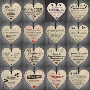 17styles Placca a forma di cuore da appendere in legno Simpatico segno regalo di San Valentino Decorazioni per feste di matrimonio Ciondolo ornamento per albero di Natale