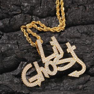 Hip Hop ожерелье Письмо Lil Призрачного ожерелье серебро золота гальванической Mens Bling Циркон подарок ювелирных изделий