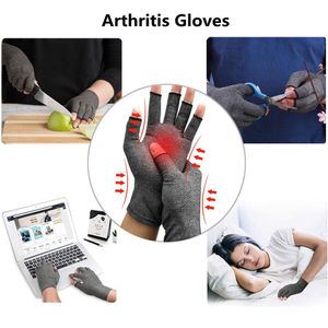 1 Çifti Sıkıştırma Artrit Eldiven Premium Artritiik Eklem Ağrı Kesici El Eldiven Terapi Açık Parmaklar Doğa Sporları Sıkıştırma Eldiven