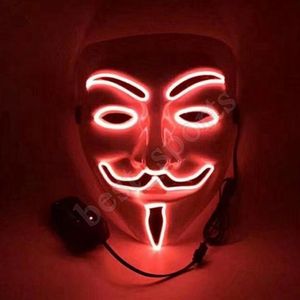 Toptan 10 Renk V için Vendetta Maskeleri LED Glow Maskesi Maskara Luminosa Cadılar Bayramı Maskesi Parti Masquerade Dans Dekore Glow Maskesi