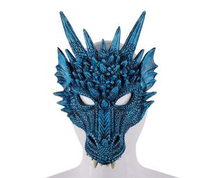 3D Ejderha Maskesi Karnaval Parti Hayvan Kostüm Ejderha Cosplay Masquerade Yüz Maskesi PU Mardi Gras Maskesi