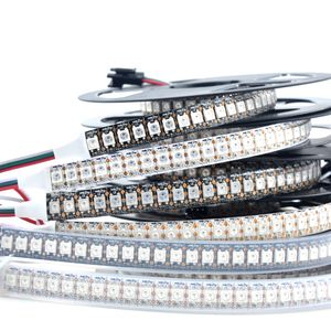 1m DC5V SK6812 WS2812B 144 LEDS/M Beyaz Siyah 144 LEDS/M SMD 5050 RGB Rüya Adreslenebilir Renk Piksel LED Strip IP20 IP65 IP67