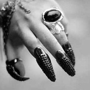 Altın siyah pençe talon kedi pençe yüzükler rhinestone tırnak halkası parmak yüzük başparmak yüzük tırnak sanatları punk rock kadın yüzük moda takı