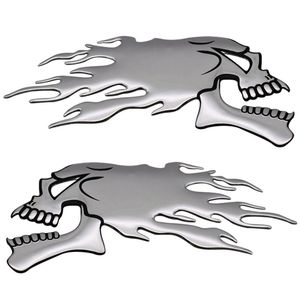 2 teile/para 3D Chrome Ghost Feuer Schädel Kopf Auto Motorrad Auto Aufkleber Emblem Aufkleber Für Haley Honda Kawasaki Suzuki