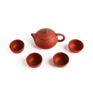 1 çaydanlık ile doğal mor kil çay seti 4 çay fincanı el yapımı zisha kumu Çin kong fu teware otantik yixing hediyeleri